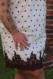Cream/Brown Lace & Polka Dot Mini Dress