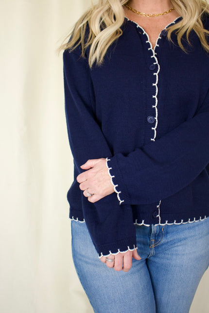 Navy Stitch Cardigan