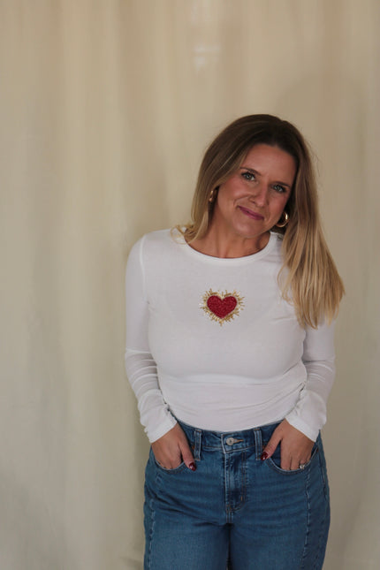 Phoenix Beaded Long-sleeve Top