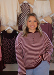 Burgundy & Pink Striped Sweater
