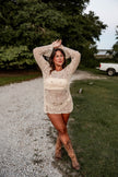 Crocheted Mini Dress with Shell Details