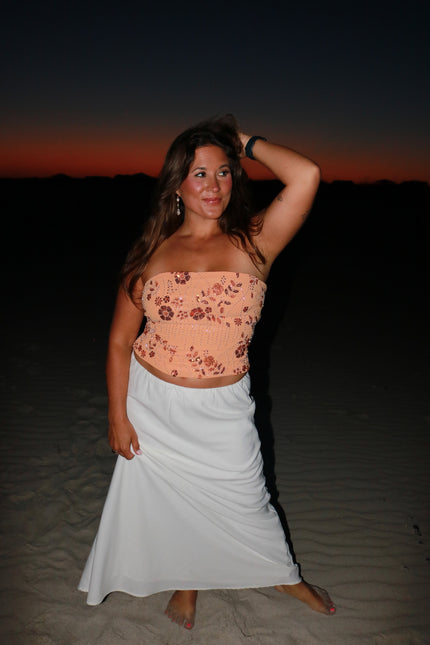 Orange Sequin Tube Top