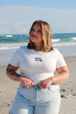 White Beaded Fish Baby Tee