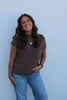 Light Brown Short Sleeve Sweater