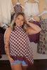 Burgundy Gingham Halter Top