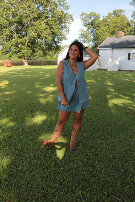Denim Wrap Skort