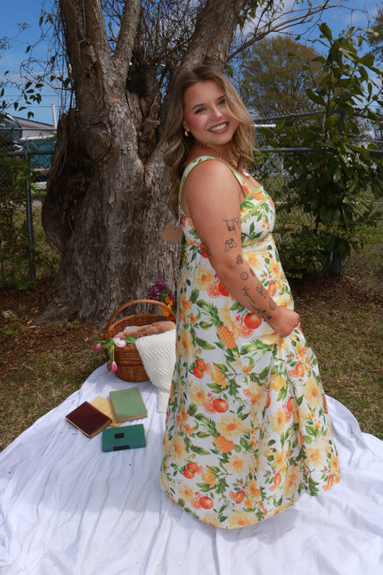 Floral & Fruits Midi Dress