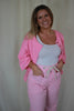 Pink Striped Barrel Pants