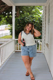 White/Navy Knit Tank