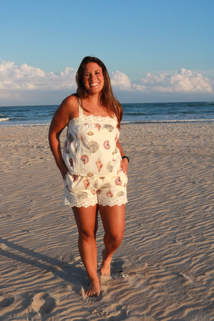 Cream Seashell Patterned Baby Tank