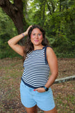 Navy/White Stripe Knit Tank