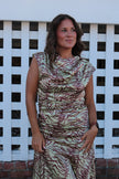 Satin Zebra Maxi Dress