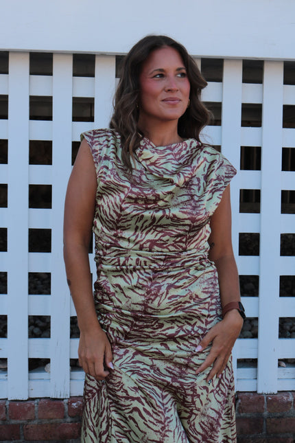 Satin Zebra Maxi Dress