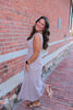 Brown gingham maxi dress