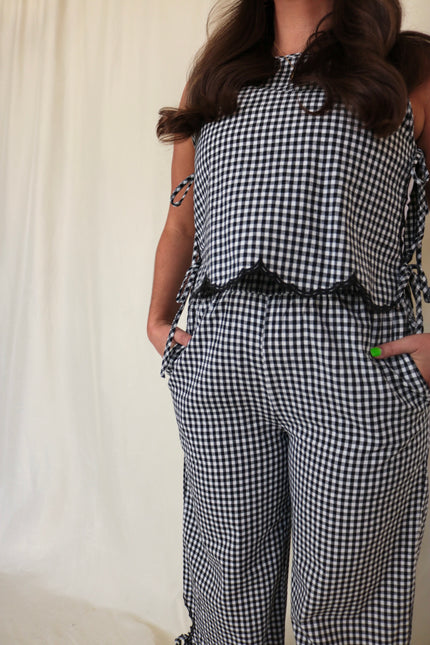 Gingham Scalloped Tank