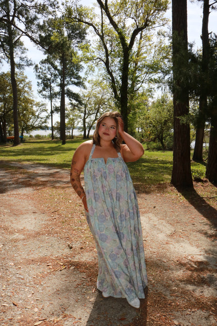Pastel Purples/Blues Seashell Maxi Dress