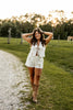 White Tie Vest with Floral Patch Details