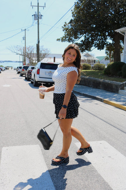White/Black Polka Dot Off the Shoulder Top