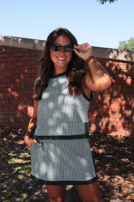 Emerald Gingham Tank