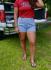 Navy/White Striped Denim Shorts