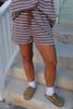 Brown & Blue Striped Lounge Shorts