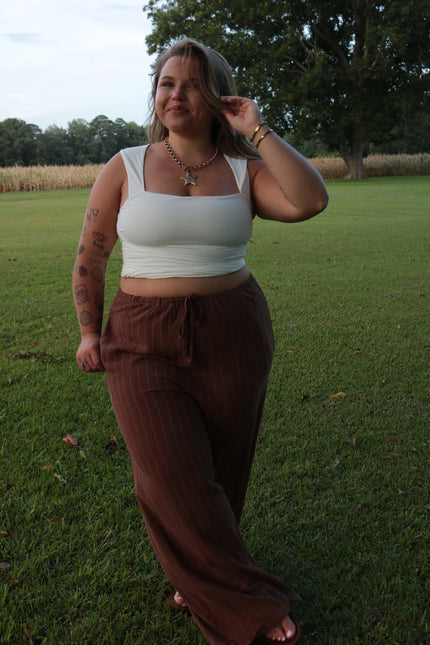 Pinstriped Linen Pants