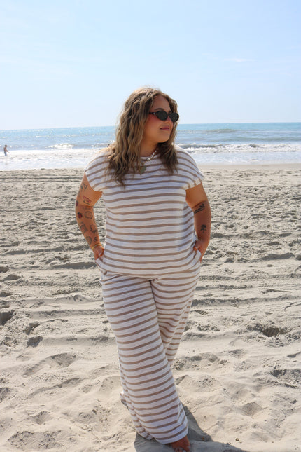 Tan/White Striped Pants