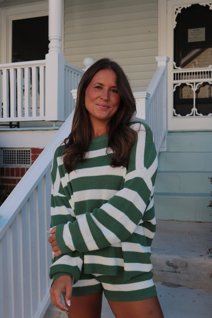Chunky Green Striped Sweater