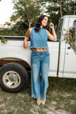 Mid Rise Jean with Eyelet Hem