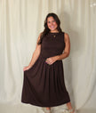 Chocolate Brown Cinched Midi Dress