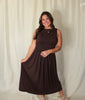 Chocolate Brown Cinched Midi Dress