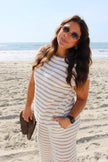 Tan/white Striped Top