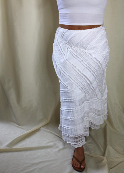 White Ruffle Maxi Skirt
