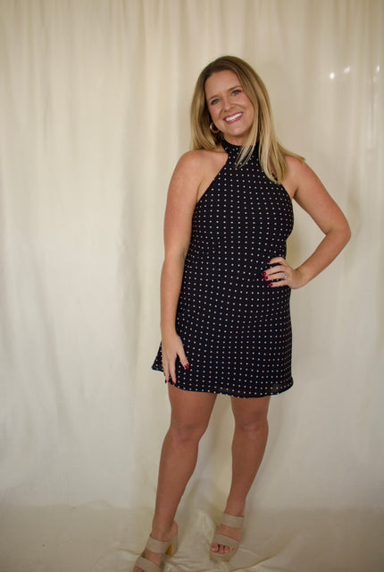 Halter Neck Polka Dot Mini Dress