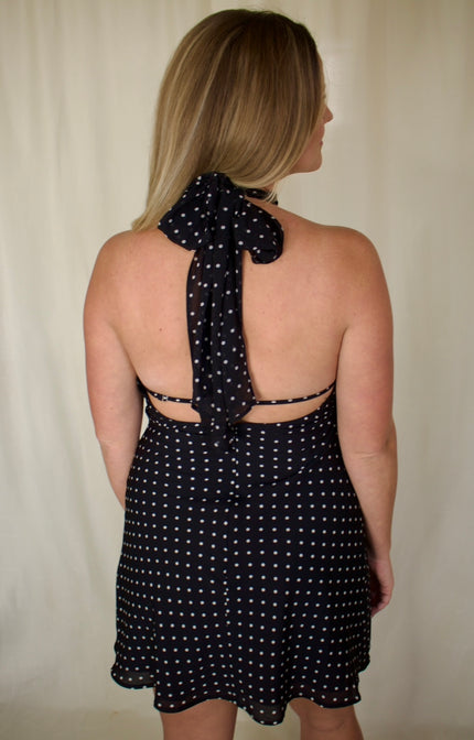 Halter Neck Polka Dot Mini Dress